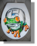 3D Frosch "Guten Morgen" Toilettendeckel Freehand Technik